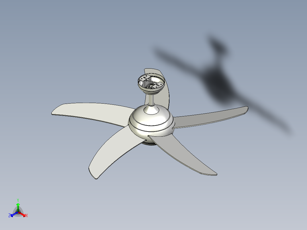 地球式风扇LED灯结构设计正等轴测图