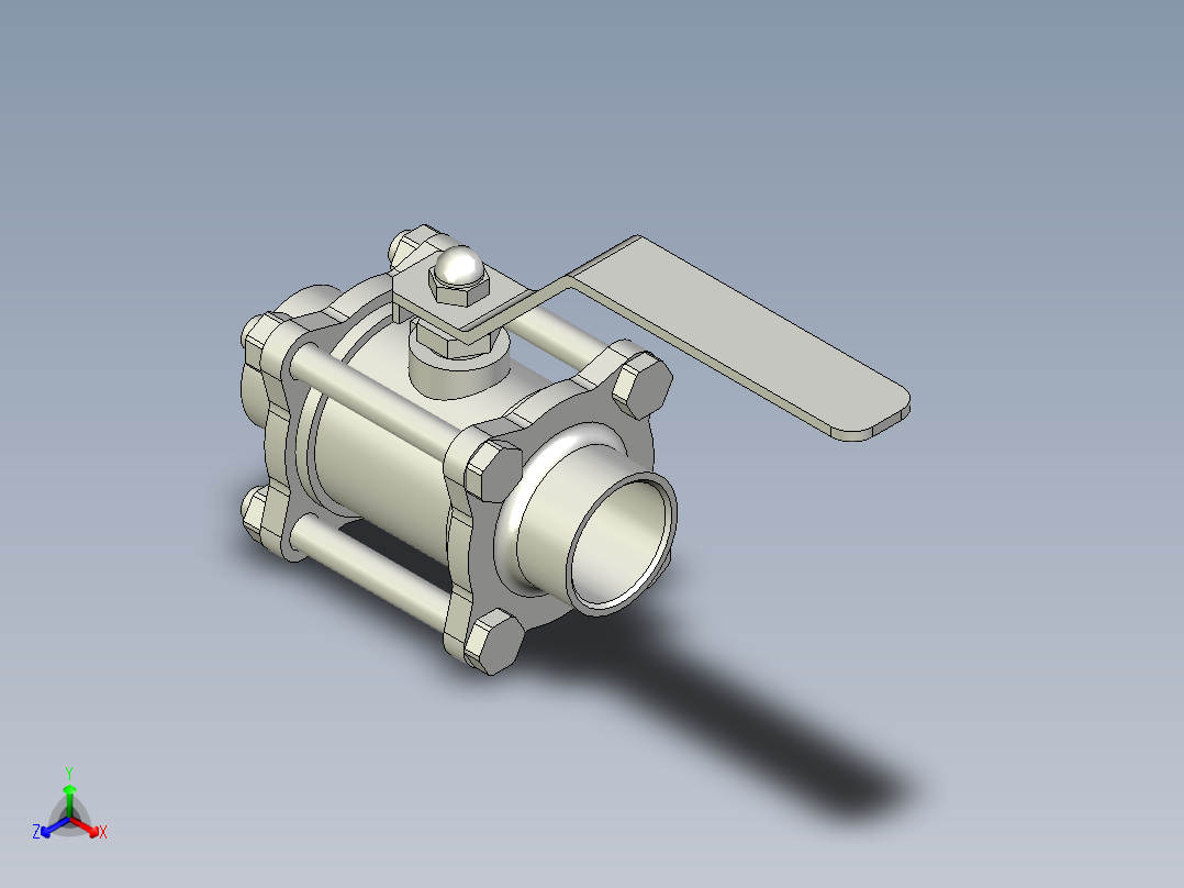 手动球阀DN32-SPF-32-DH正等轴测图