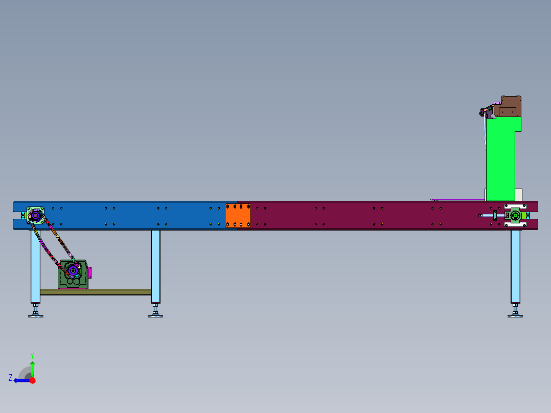 墙上挂衣架组装打螺栓产线右视图