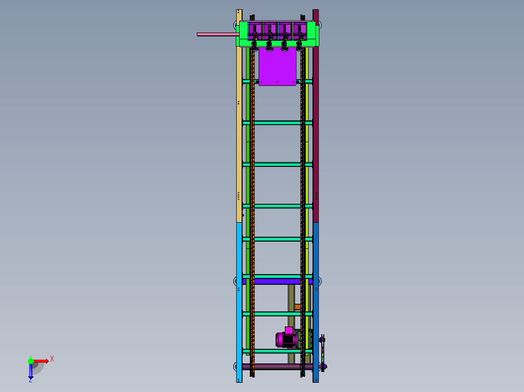 墙上挂衣架组装打螺栓产线俯视图