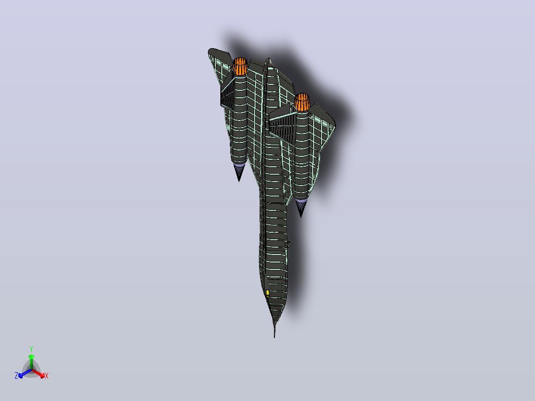 锁定-SR-71-侦察-飞机-固体-装配-模型主视图
