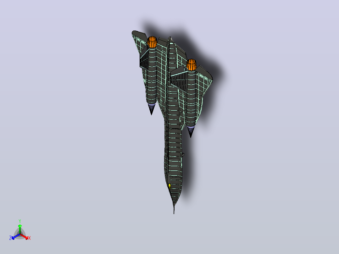 锁定-SR-71-侦察-飞机-固体-装配-模型正等轴测图