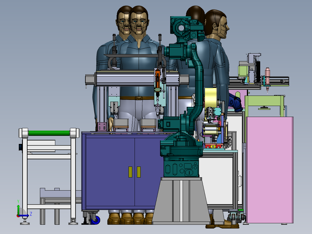 外壳自动锁附贴标流水线3D模型左视图