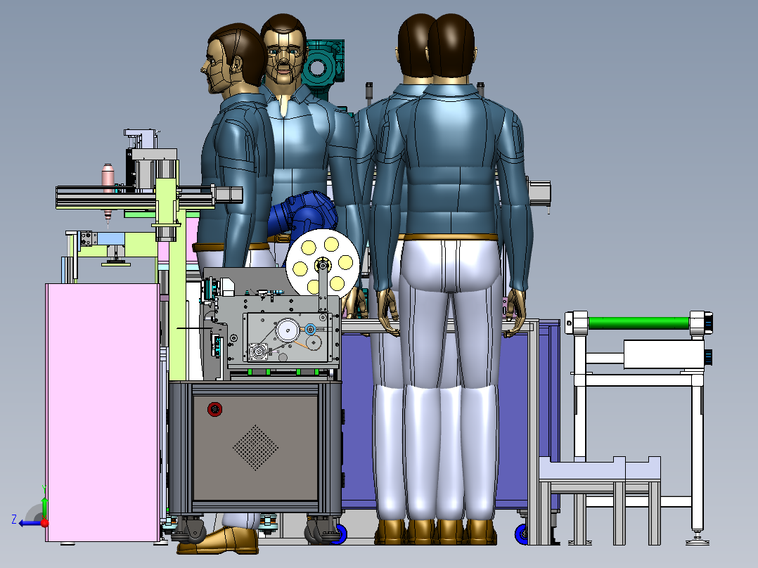 外壳自动锁附贴标流水线3D模型右视图