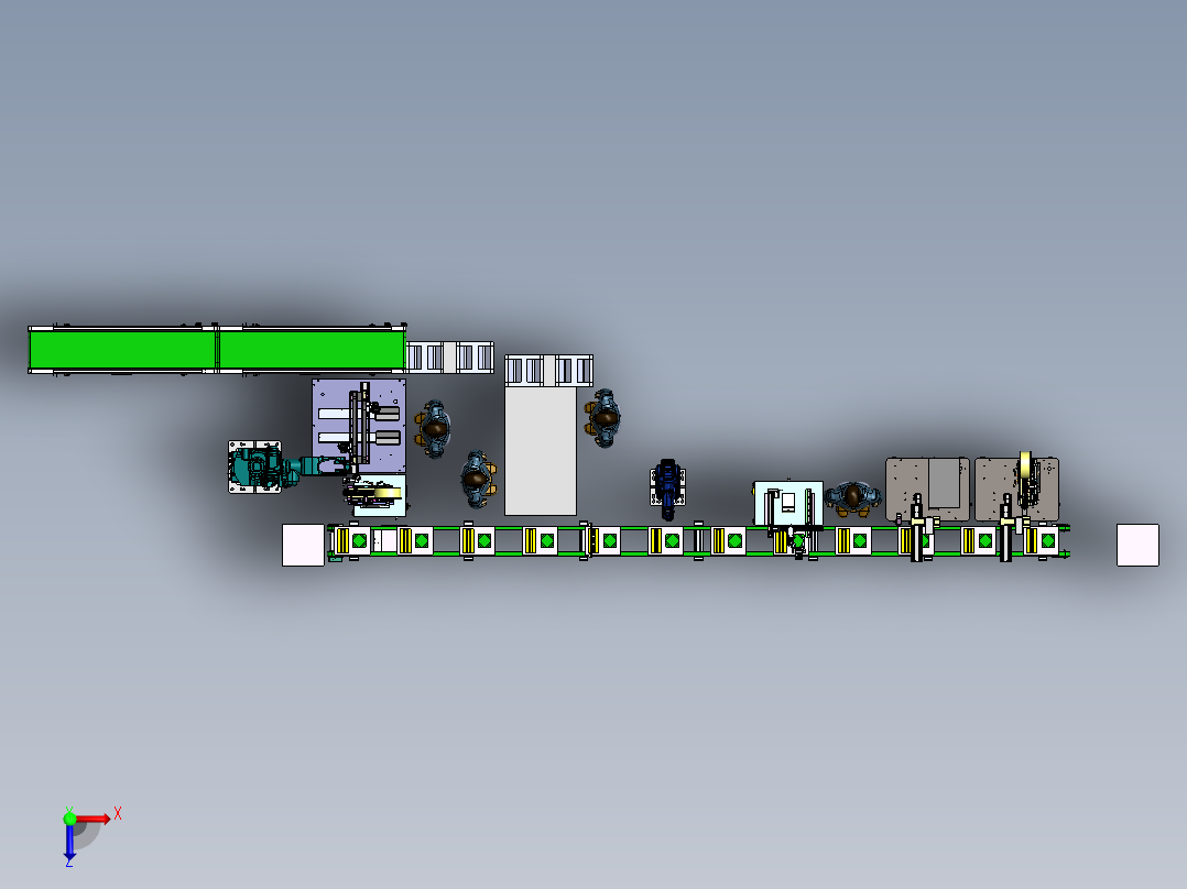 外壳自动锁附贴标流水线3D模型俯视图