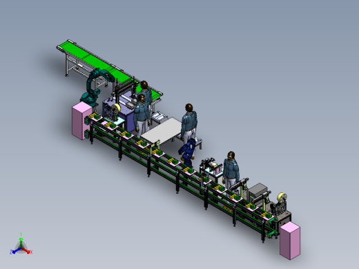 外壳自动锁附贴标流水线3D模型正等轴测缩略图