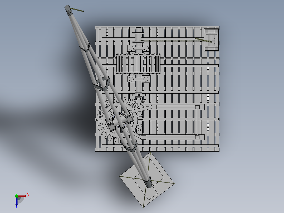 中世纪起重机古代搬运吊机俯视图