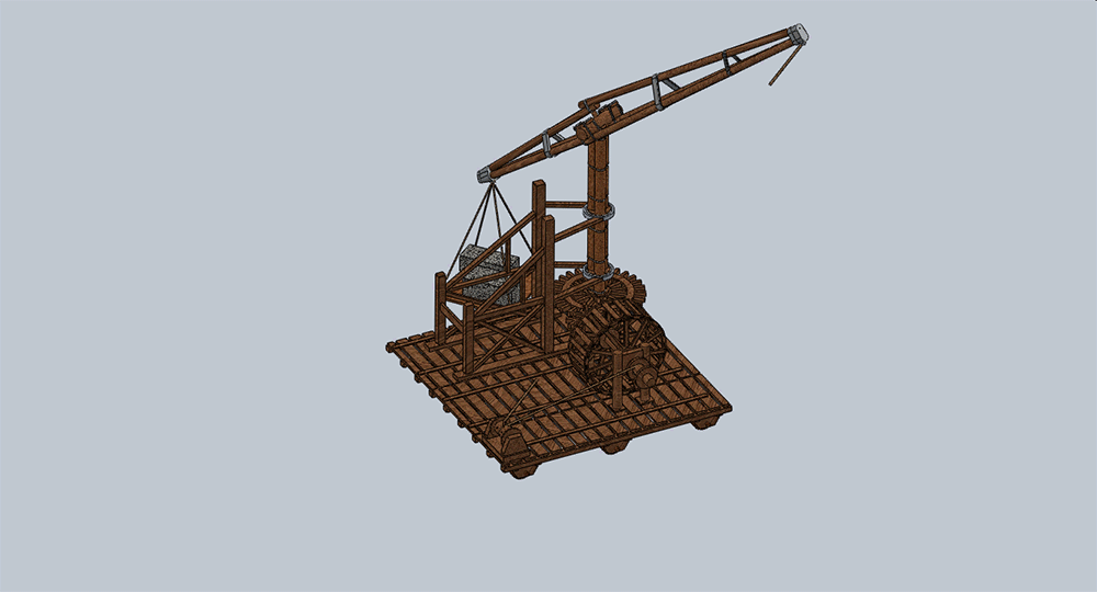 中世纪起重机古代搬运吊机