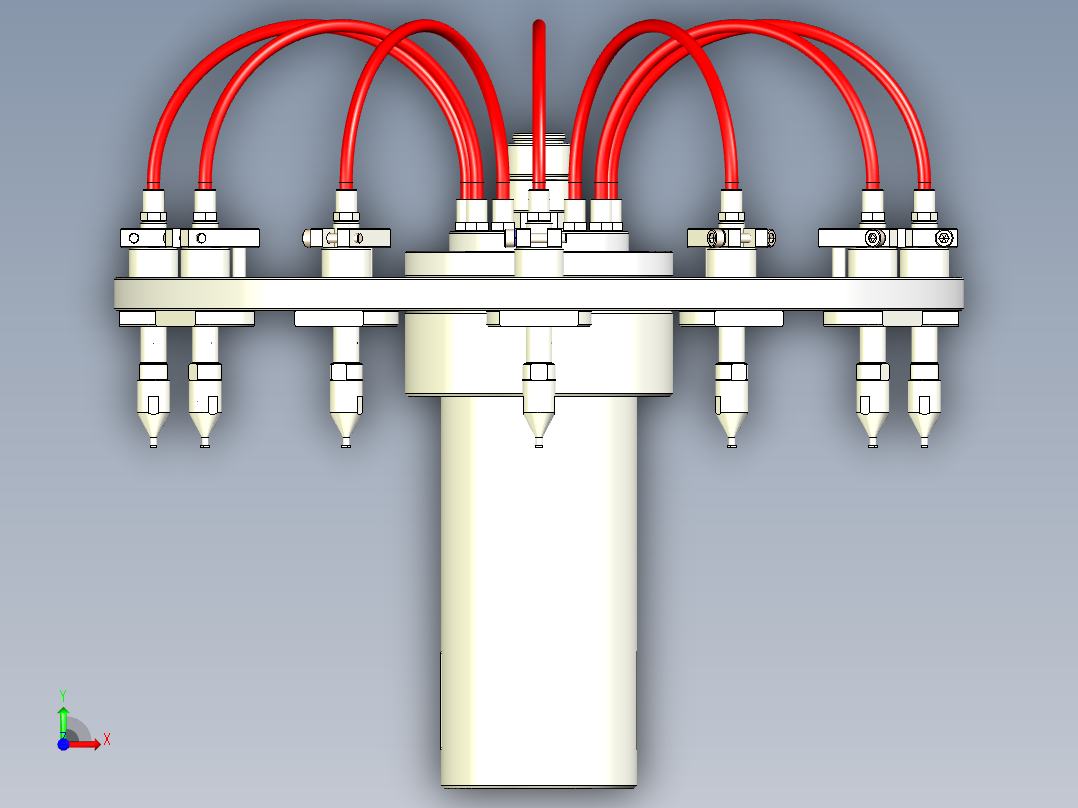 转盘转塔结构图（取料转盘）3D模型前视图