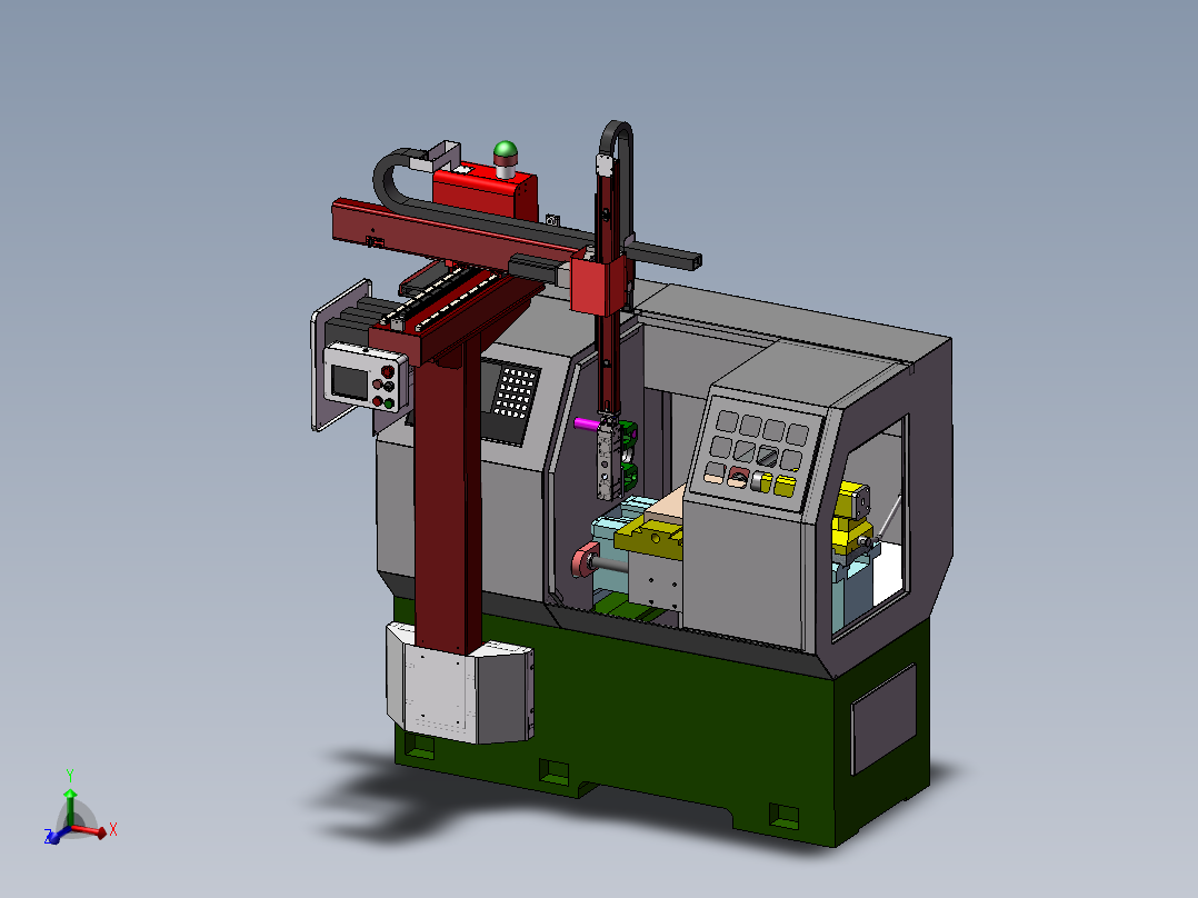 数控车床三轴机械手3d图纸 NCN非标三轴桁架上下料机械手3d模型
