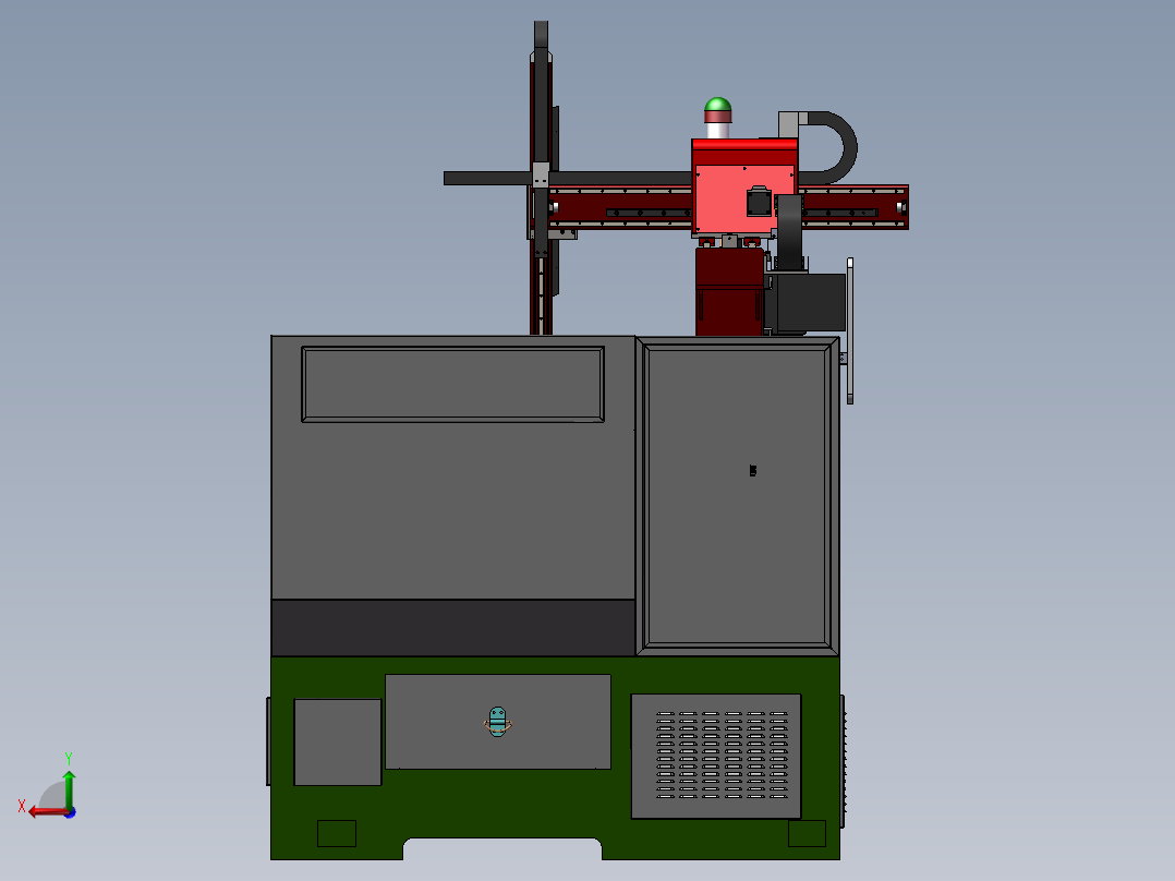数控车床三轴机械手3d图纸 NCN非标三轴桁架上下料机械手3d模型后视图