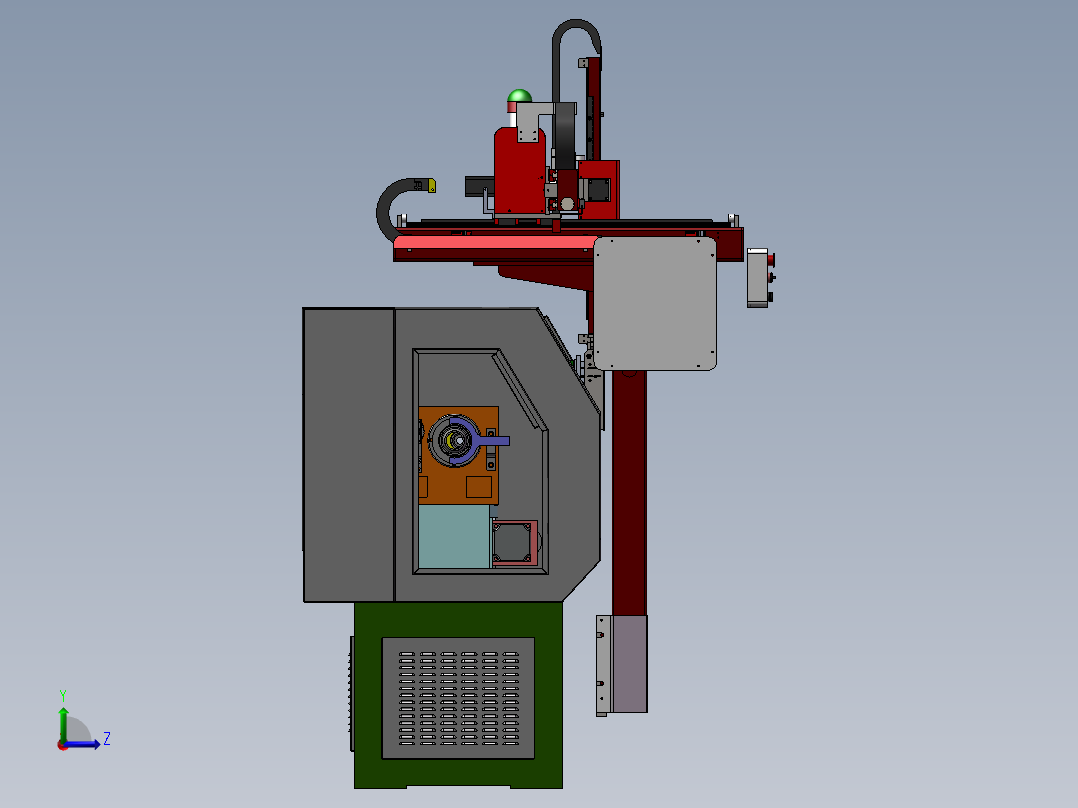 数控车床三轴机械手3d图纸 NCN非标三轴桁架上下料机械手3d模型左视图