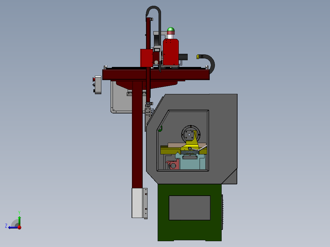 数控车床三轴机械手3d图纸 NCN非标三轴桁架上下料机械手3d模型右视图