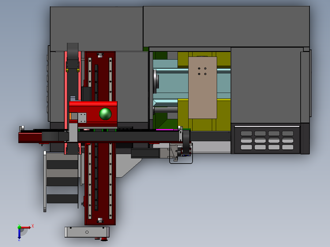 数控车床三轴机械手3d图纸 NCN非标三轴桁架上下料机械手3d模型俯视图