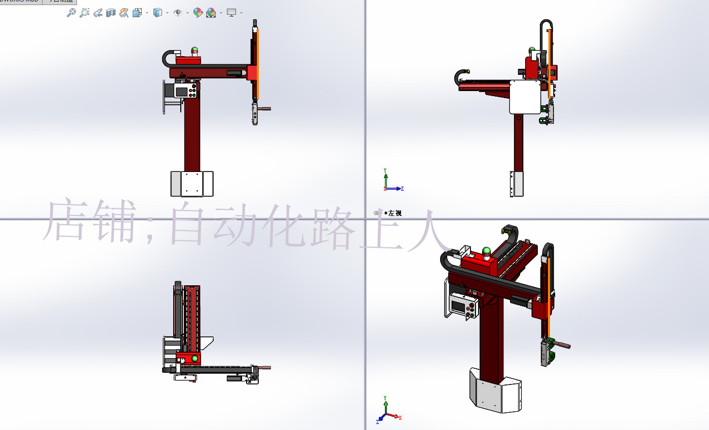 数控车床三轴机械手3d图纸 NCN非标三轴桁架上下料机械手3d模型