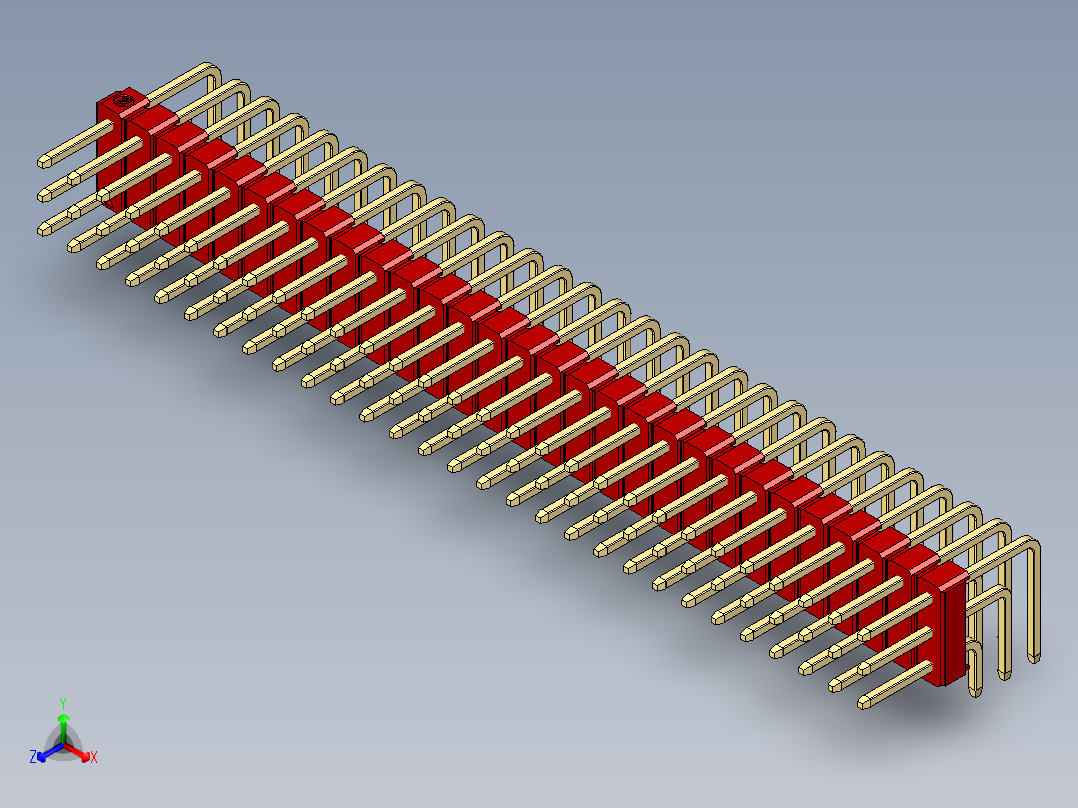 彩色公排针 100mil 2.54mm 系列-DS1022_red_3x29p_100mil_TypeD_rev1.0主视图