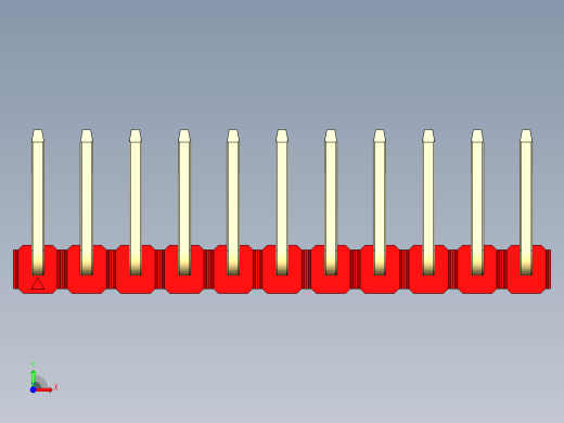 彩色公排针 100mil 2.54mm 系列-DS1022_red_11p_100mil_TypeU_rev1.0前视缩略图