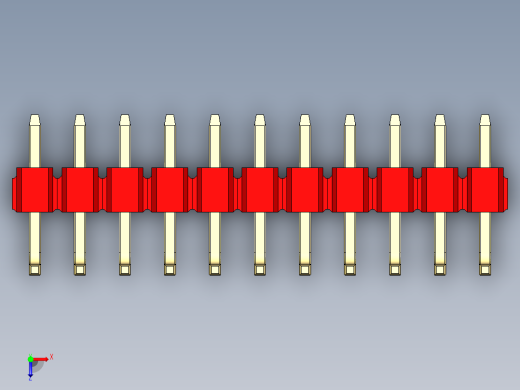 彩色公排针 100mil 2.54mm 系列-DS1022_red_11p_100mil_TypeU_rev1.0俯视缩略图