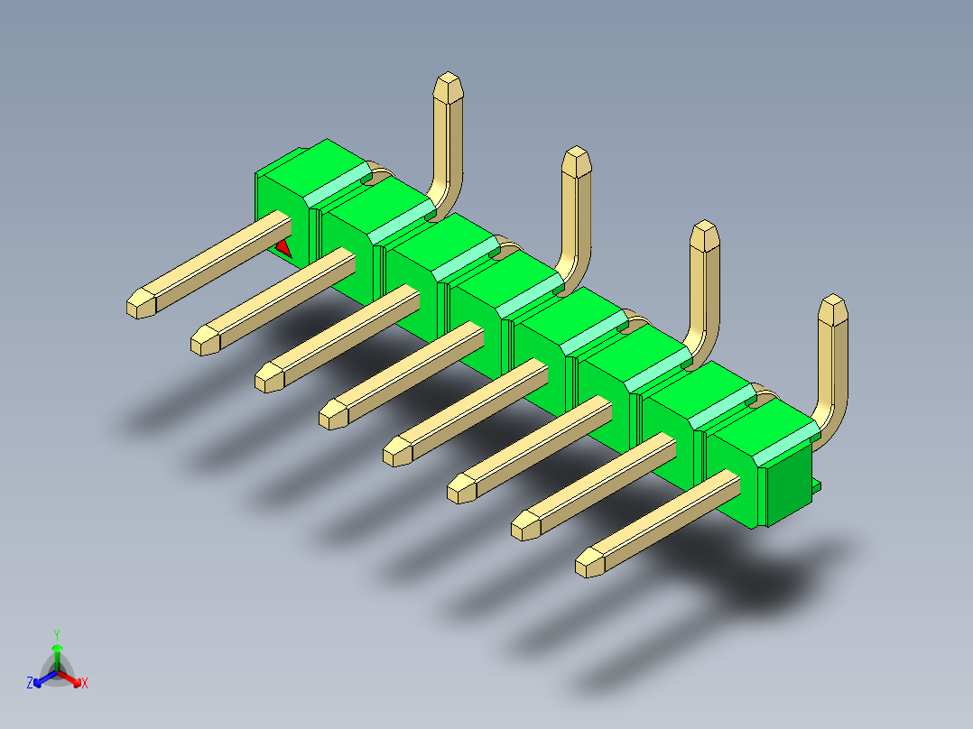 彩色公排针 100mil 2.54mm 系列-DS1022_green_08p_100mil_Type_SMT_R2_rev1.0主视图