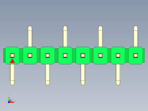 彩色公排针 100mil 2.54mm 系列-DS1022_green_08p_100mil_Type_SMT_R2_rev1.0前视缩略图