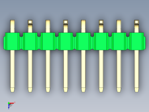 彩色公排针 100mil 2.54mm 系列-DS1022_green_08p_100mil_Type_SMT_R2_rev1.0俯视缩略图