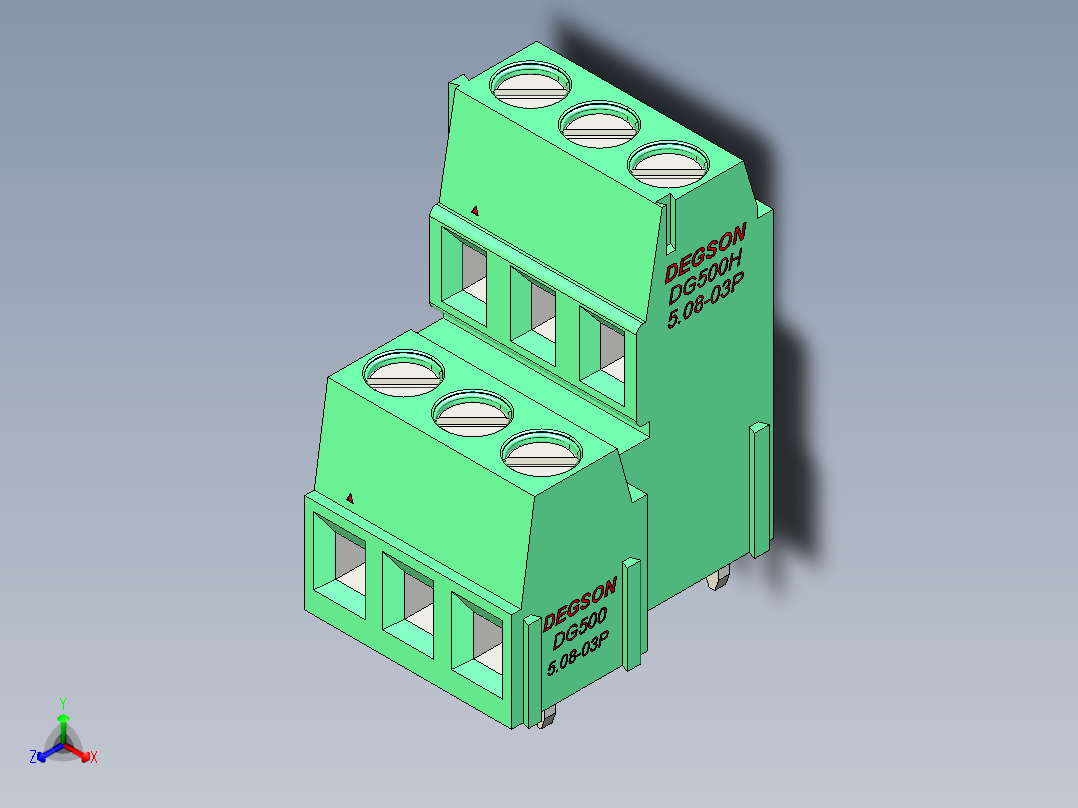 DEGSON DG500 系列 5.05.087.62mm 接线端子-DG500A-5.08-06P-14-00AH主视图