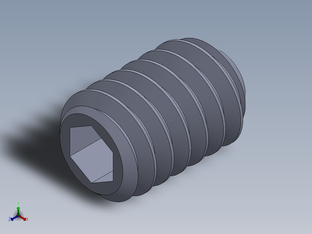 UNC 平头紧定螺钉-UNC SET SCREW 0.250 x0.375.SLDPRT正等轴测图
