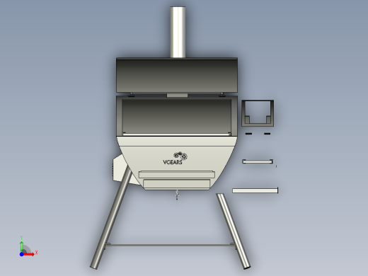 B2004596-Vgears 混合烤架和烟熏炉前视缩略图
