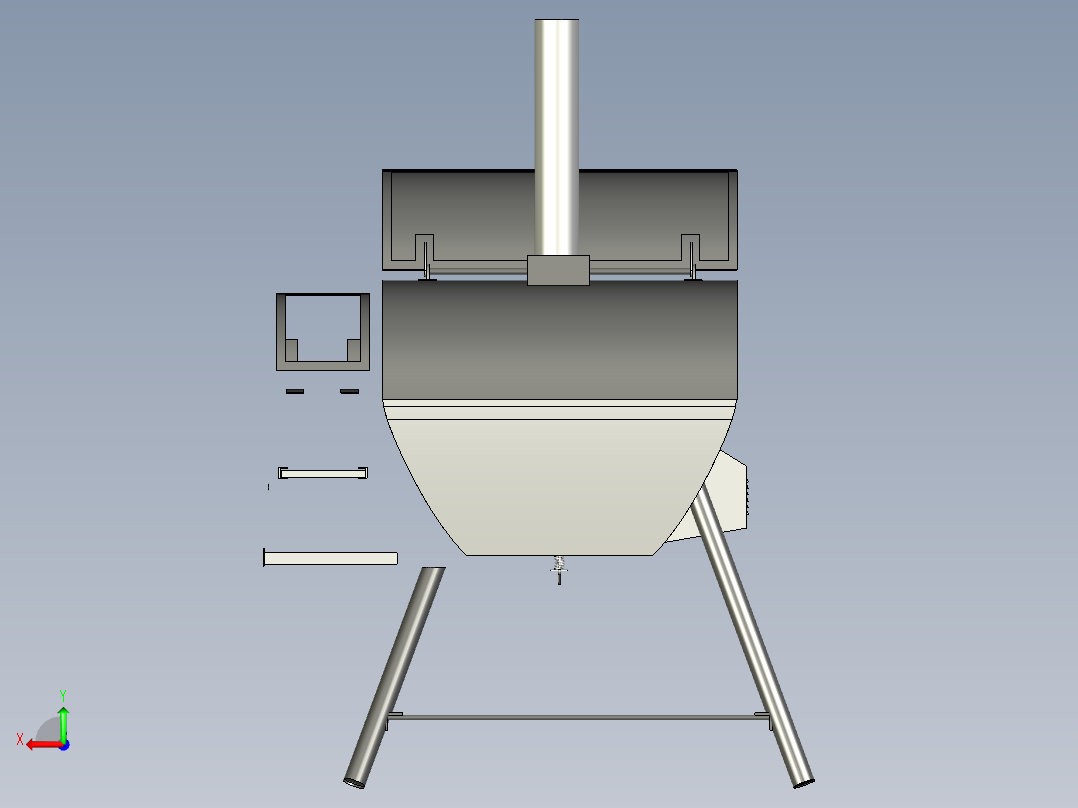 B2004596-Vgears 混合烤架和烟熏炉后视图
