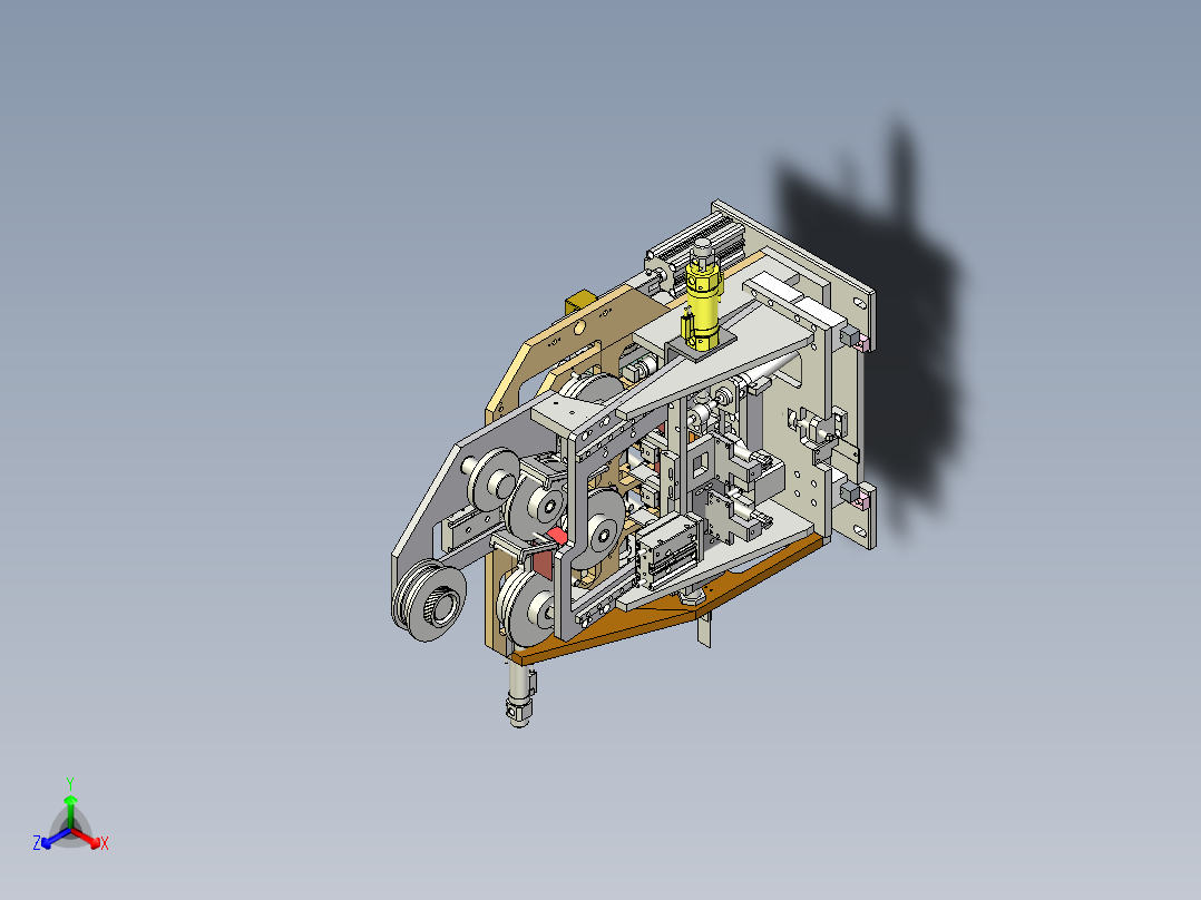 新纵向贴胶位机构正等轴测图