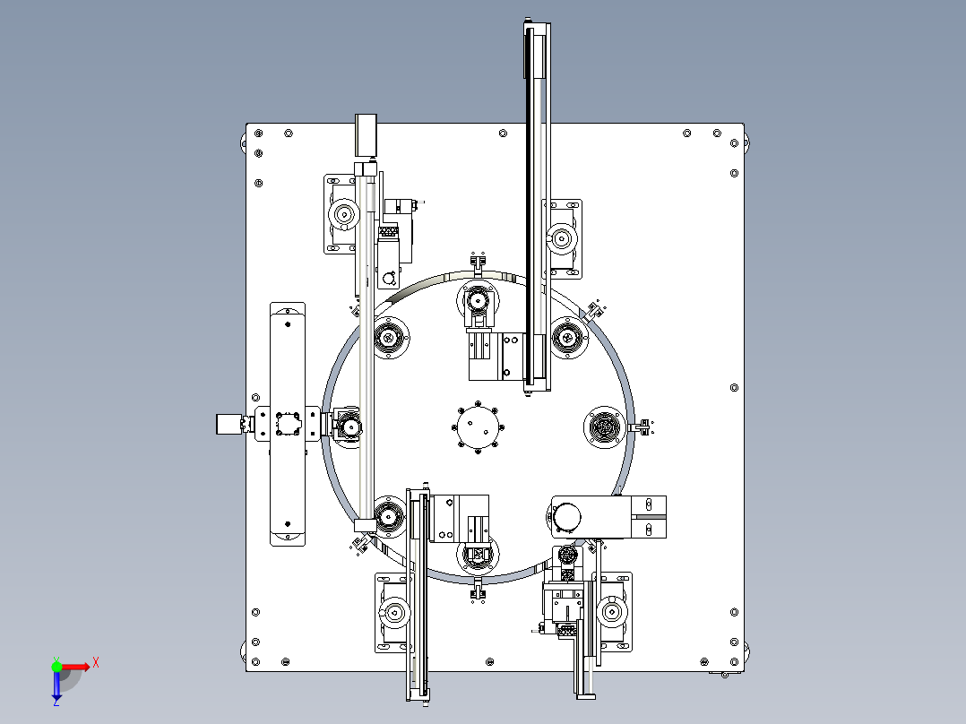 端盖组装机3D模型俯视图