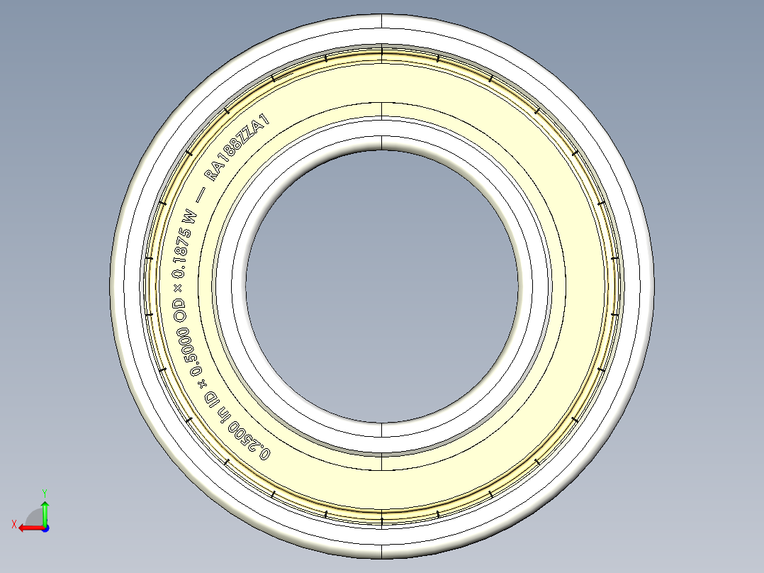 完整的RAZZ型微英制系列轴承库— SolidWorks和Step微型轴承模型后视图