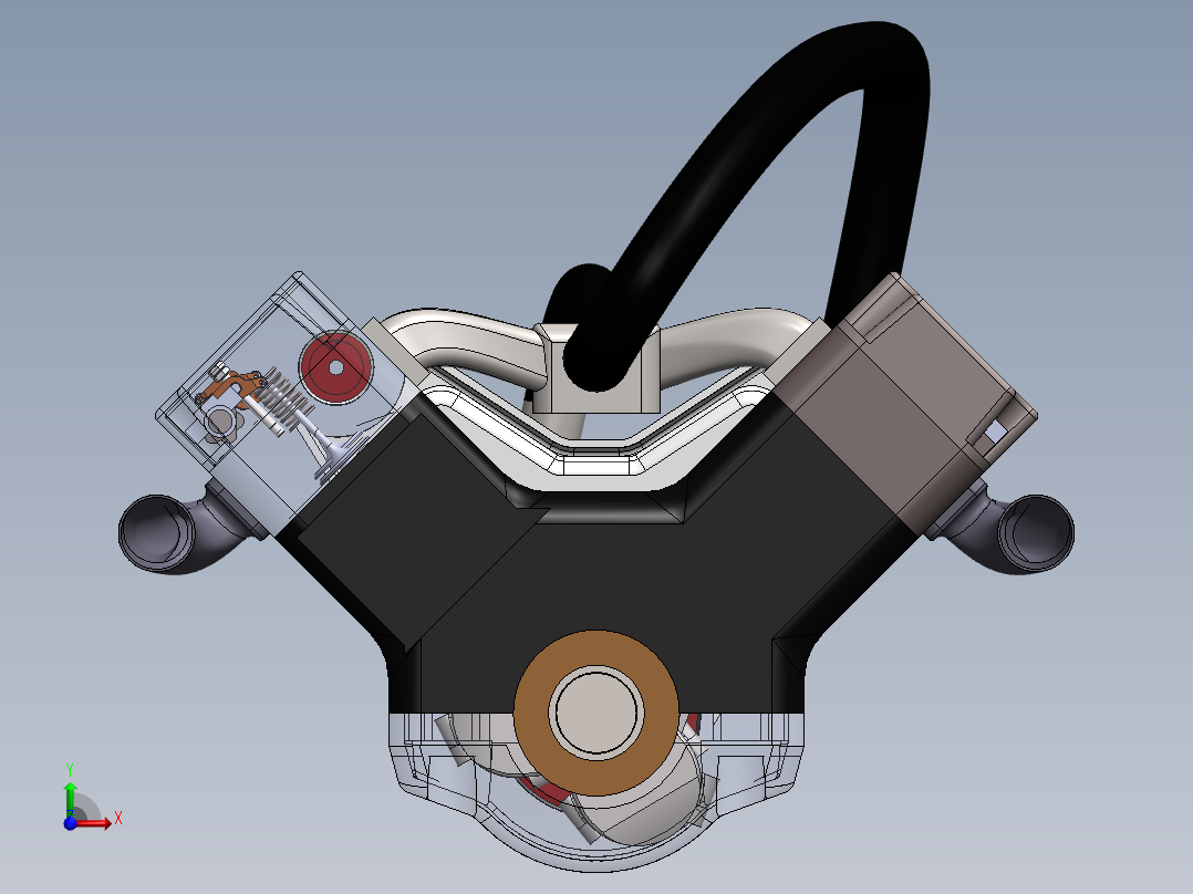 涡轮增压 V6 发动机前视图