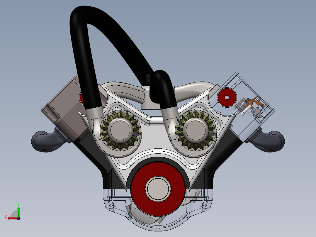 涡轮增压 V6 发动机后视图