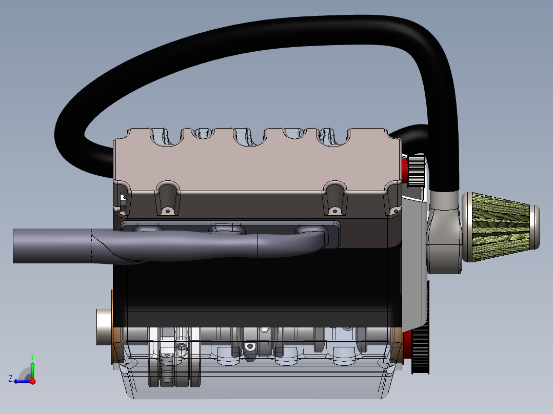 涡轮增压 V6 发动机右视图