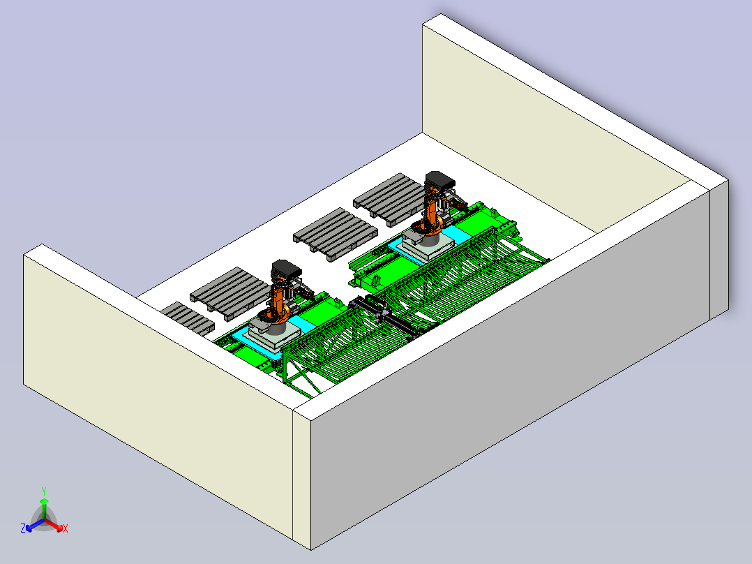 激光切割与机器人上下料工作站设计主视图