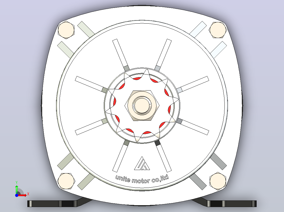 450W 24V直流有刷齿轮电机3D数模图纸前视图