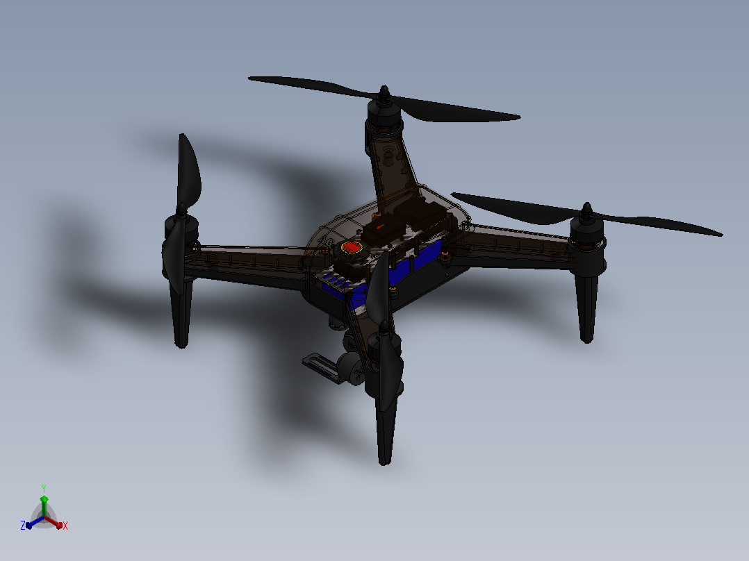 迷你无人机模型3D图纸 Solidworks设计主视图
