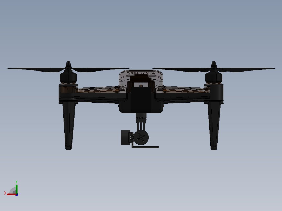 迷你无人机模型3D图纸 Solidworks设计后视图