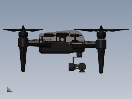 迷你无人机模型3D图纸 Solidworks设计左视缩略图
