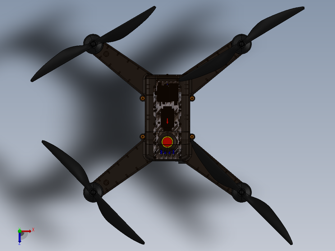 迷你无人机模型3D图纸 Solidworks设计俯视图