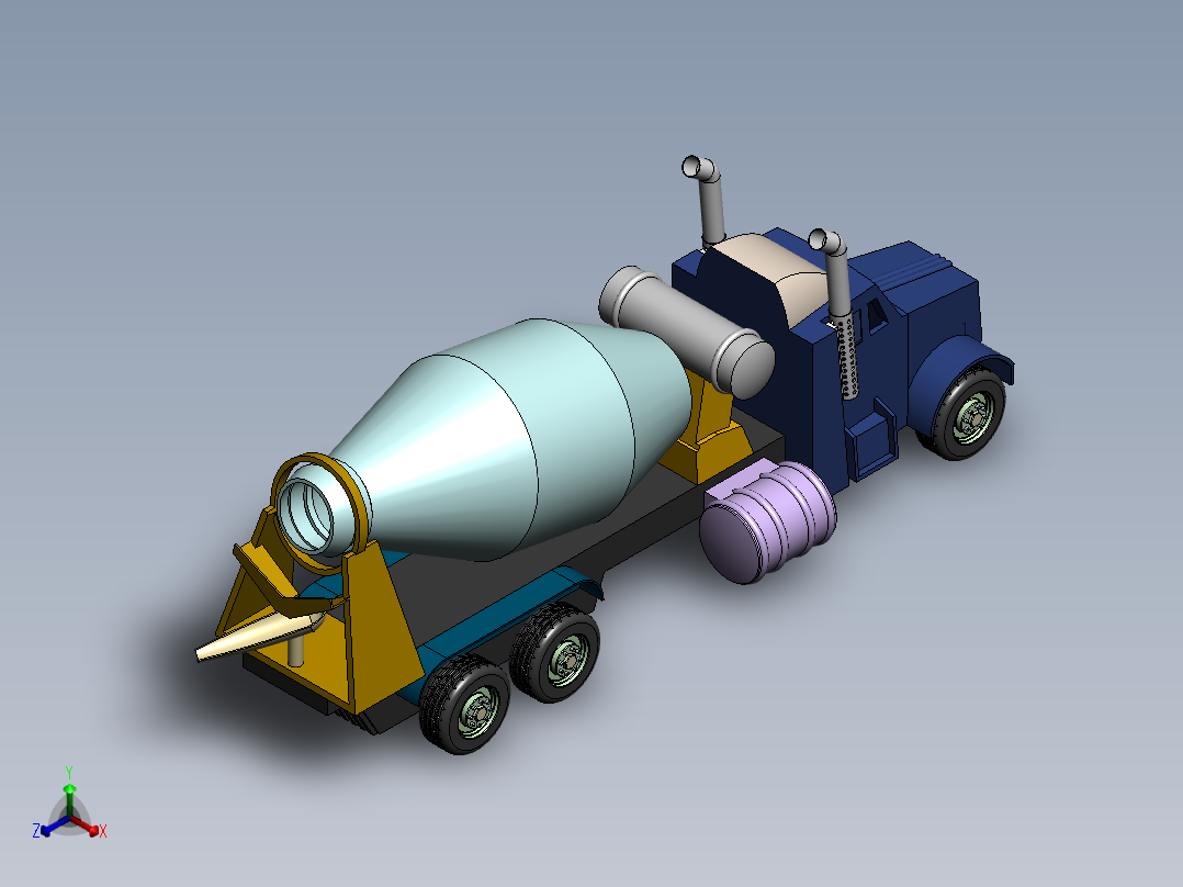 白士莹-水泥搅拌车正等轴测图