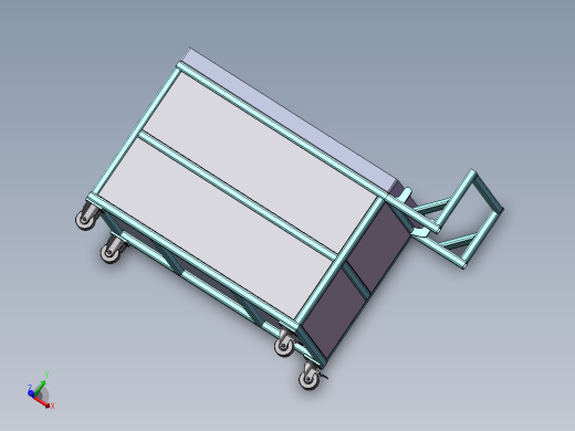 多层手推台车三维SW模型