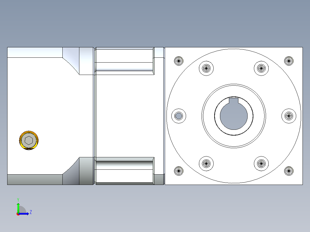 换向器PW90双孔 PGH90-L1 19-70-90-M6.stp左视图
