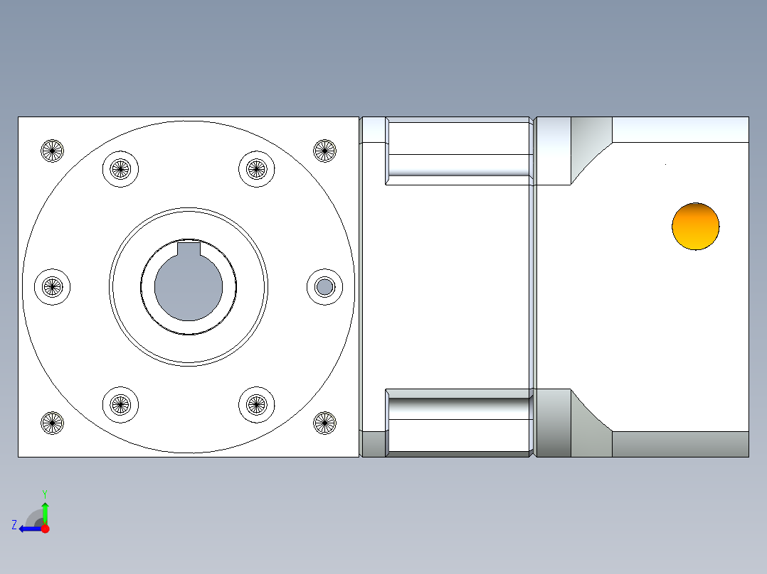 换向器PW90双孔 PGH90-L1 19-70-90-M6.stp右视图