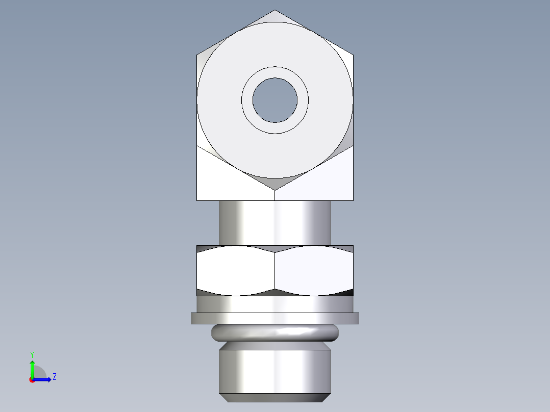 卡套式工业通用硬管接头EO_Adjustable_locknut_branch_tee_TEE06ZLMORCF左视图