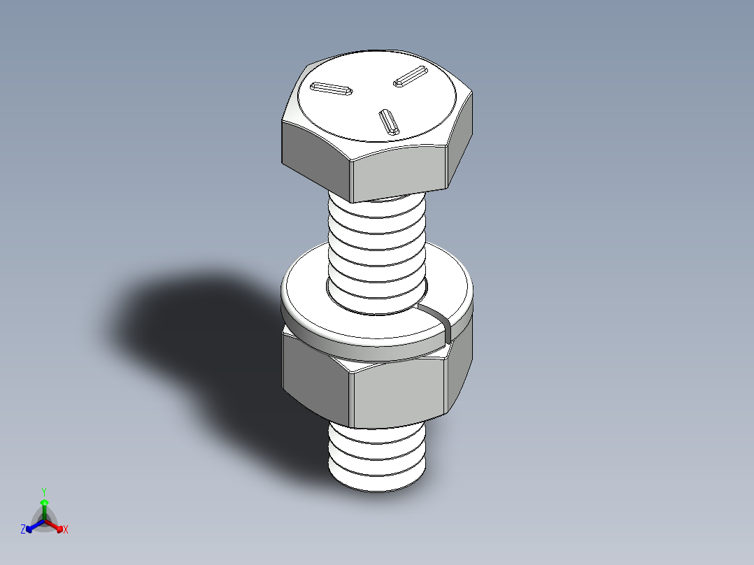 紧固件-0.2500 Hex Bolt-02正等轴测图