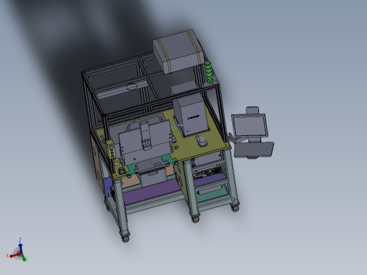 生产线检测打印追溯标签的机架工位3D模型