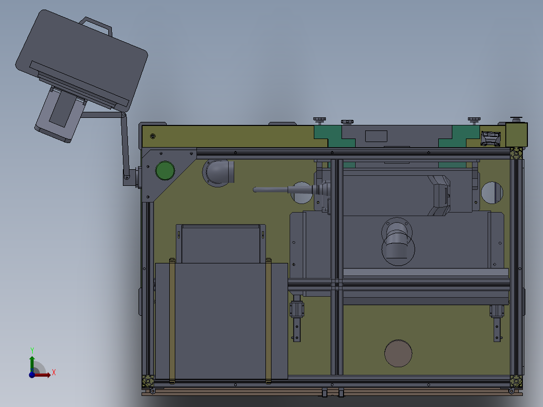 生产线检测打印追溯标签的机架工位3D模型前视图