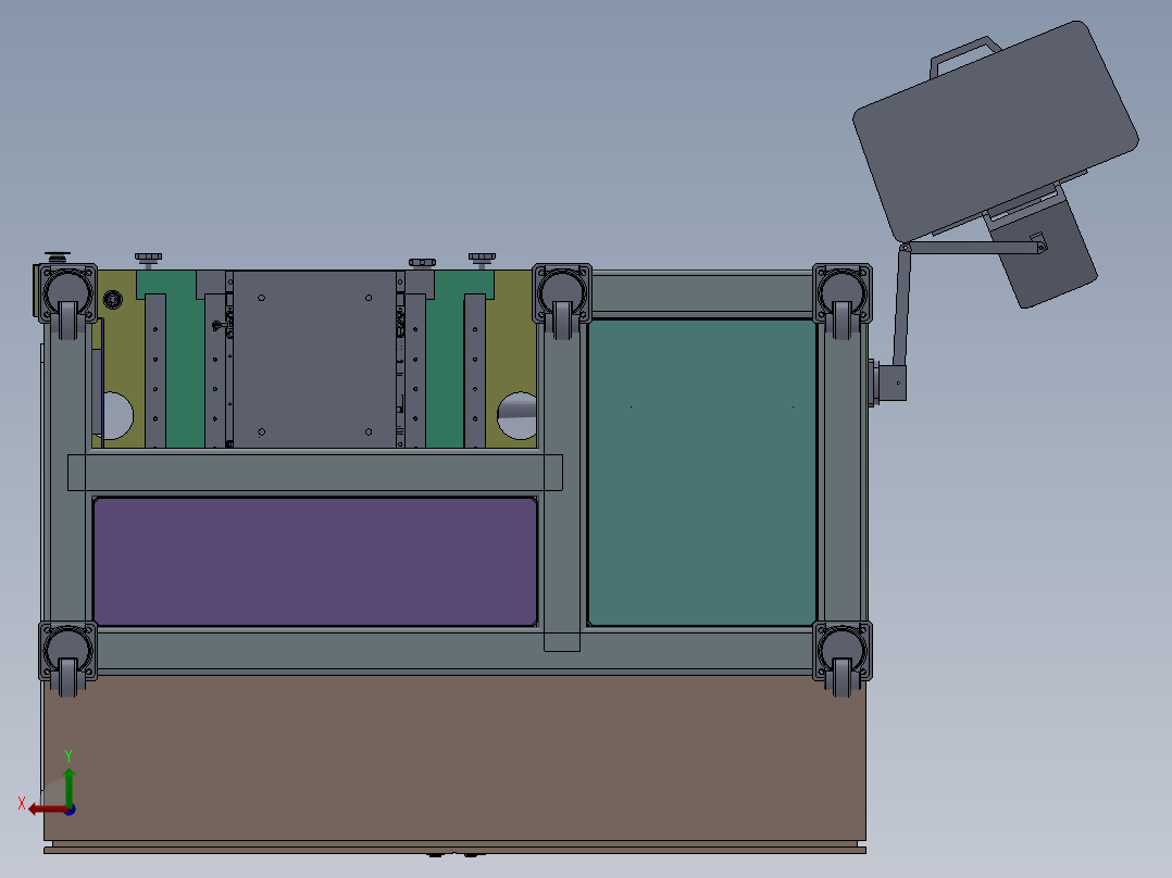 生产线检测打印追溯标签的机架工位3D模型后视图